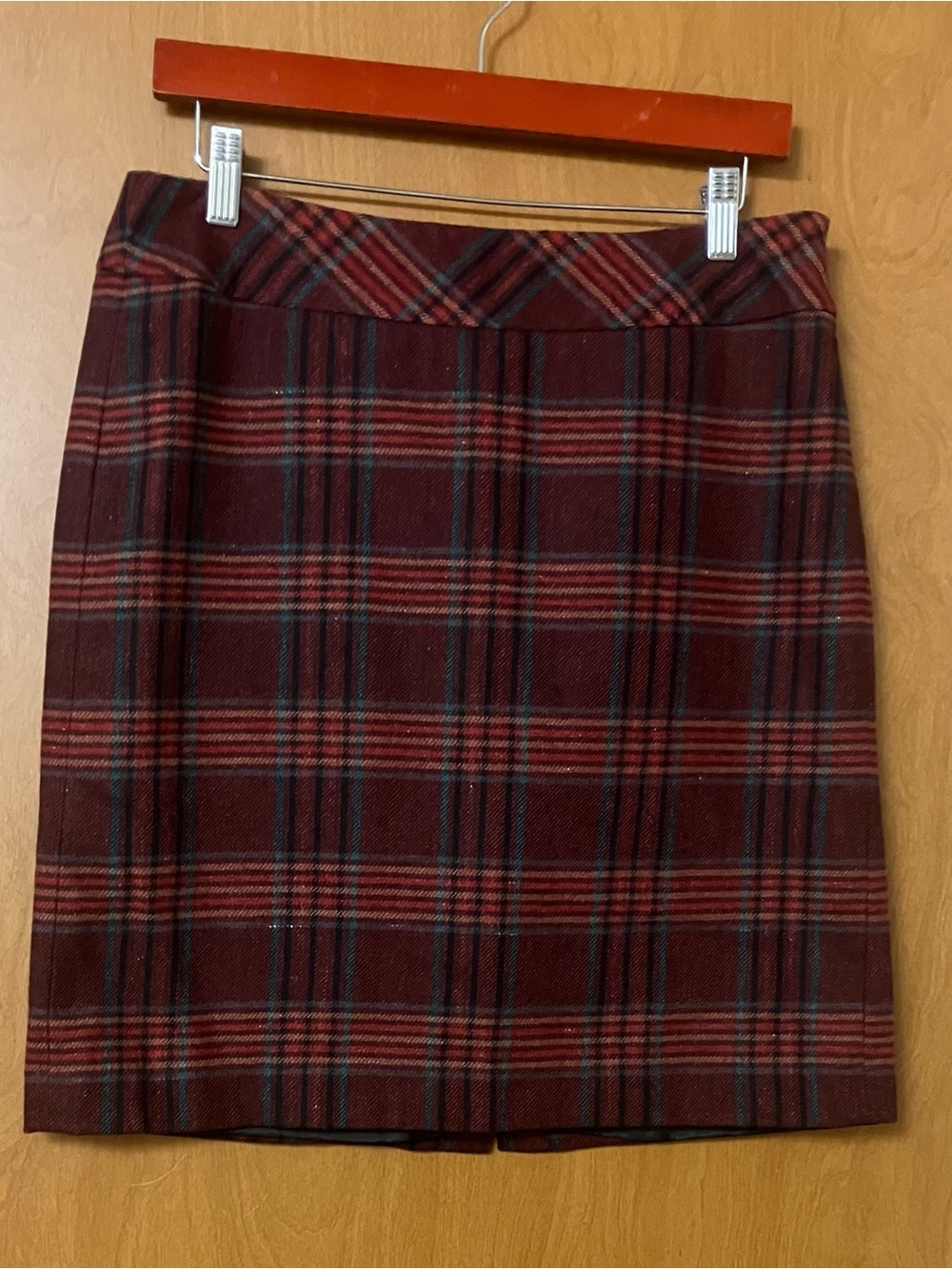 Eddie Bauer Women's Multicolor Plaid Side Zip Wool Blend Lined Skirt Size 6